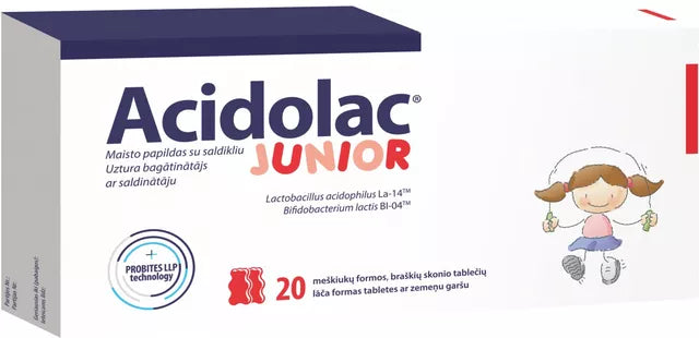 ACIDOLAC Junior tabletės (braškių skonio), N20, nuotrauka Nr. 1