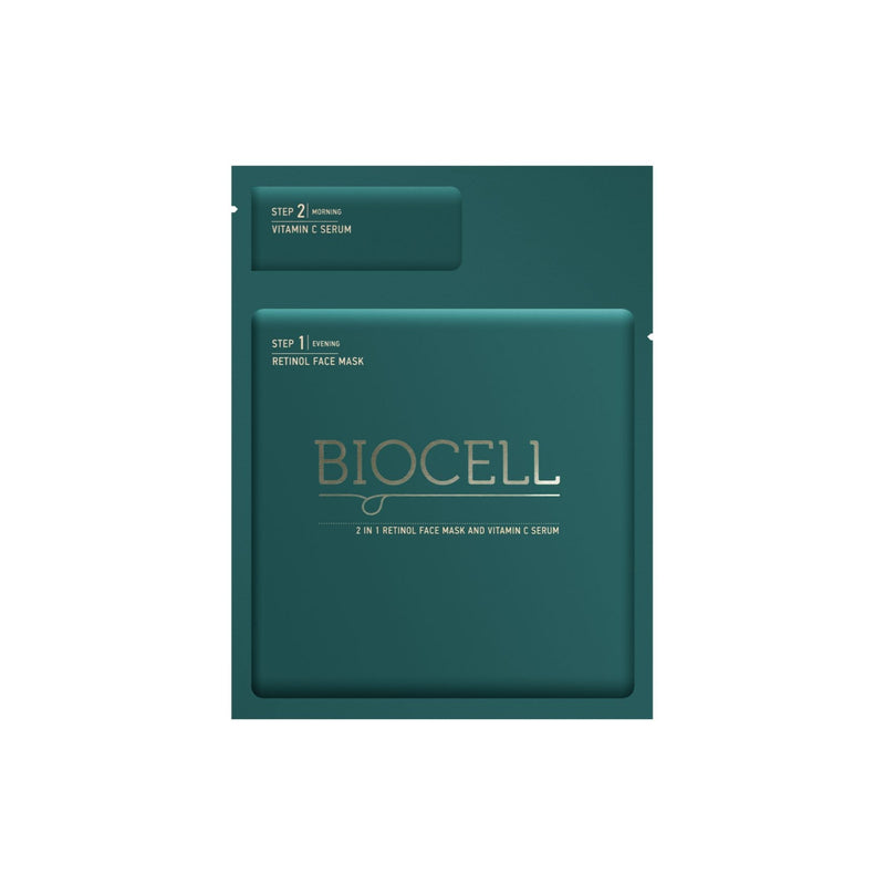 BIOCELL 2in1 retinolio veido kaukė ir vitamno C serumas N1, nuotrauka Nr. 1