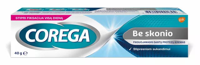COREGA dantų protezus fiksuojantis kremas be skonio, 40g, nuotrauka Nr. 1