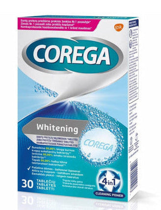COREGA Whitening dantų protezų valymo tabletės N30