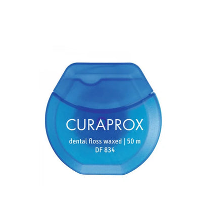 Curaprox vaškuotas dantų siūlas, mėtų skonio 50m