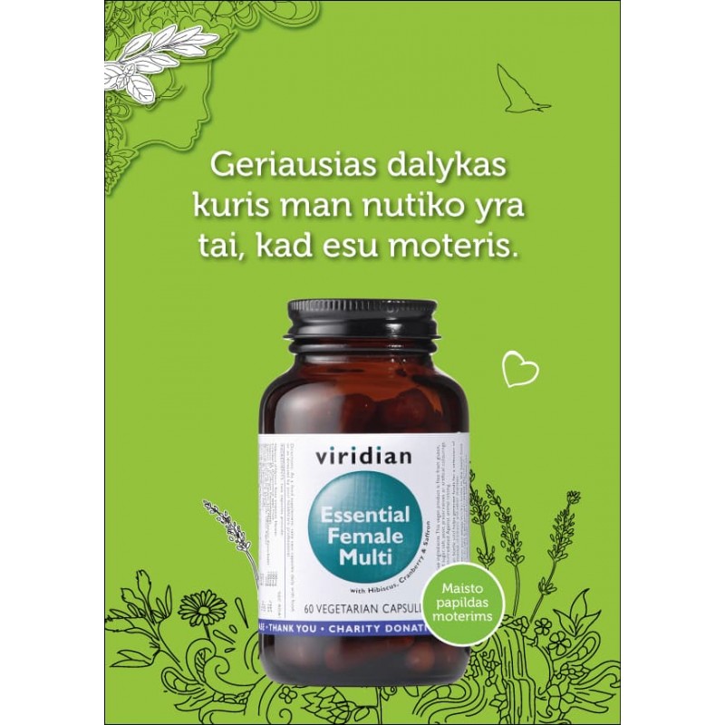 VIRIDIAN Essential Woman Multivitamin, kapsulės N60, nuotrauka Nr. 2