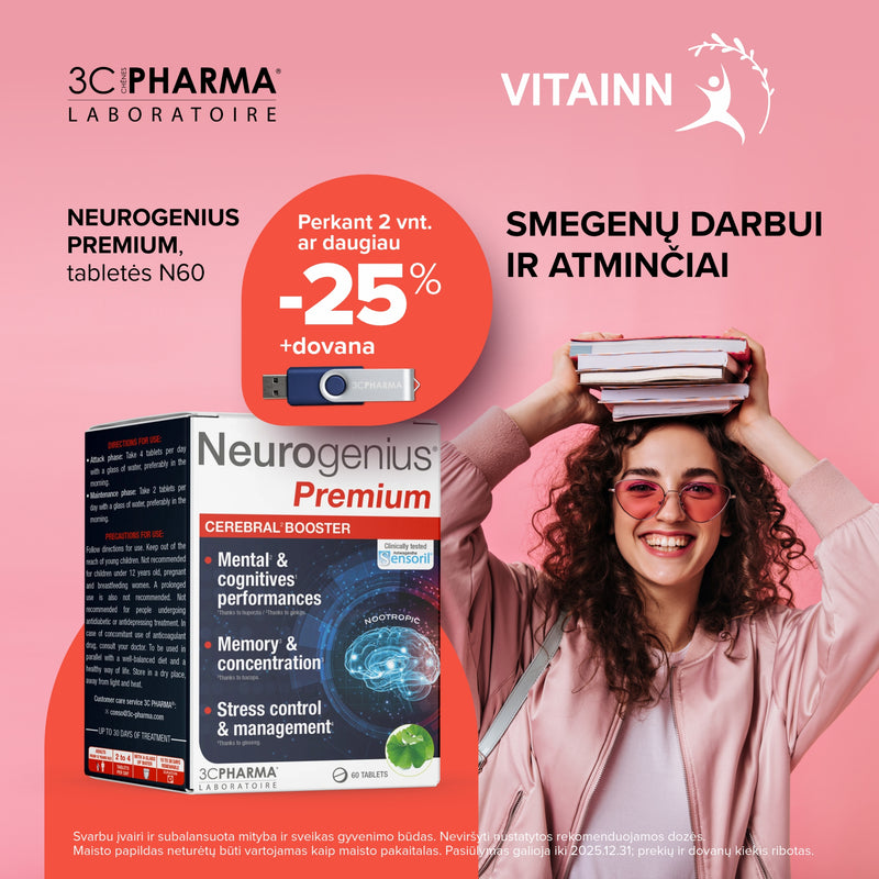 3C PHARMA Neurogenius Premium, tabletės N60, nuotrauka Nr. 1