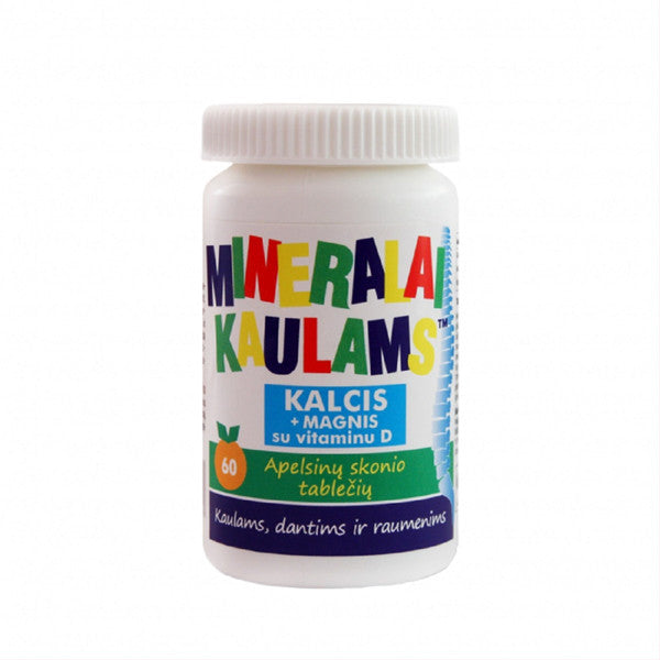 NEW NORDIC Mineralai kaulams, apelsinų skonio, kramtomosios tabletės N60, nuotrauka Nr. 1