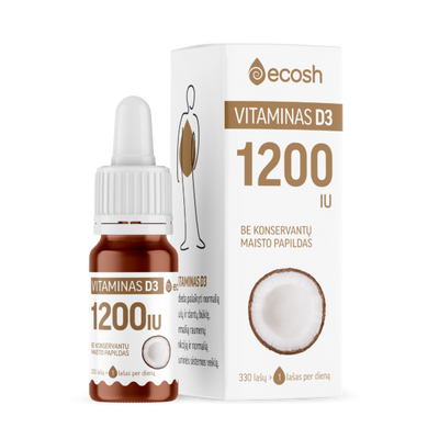 ECOSH Vitaminas D3 su kokosų aliejumi 1200TV 10ml