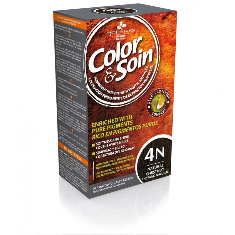 COLOR & SOIN plaukų dažai be amoniako 4N Natural Chestnut 135 ml, nuotrauka Nr. 1