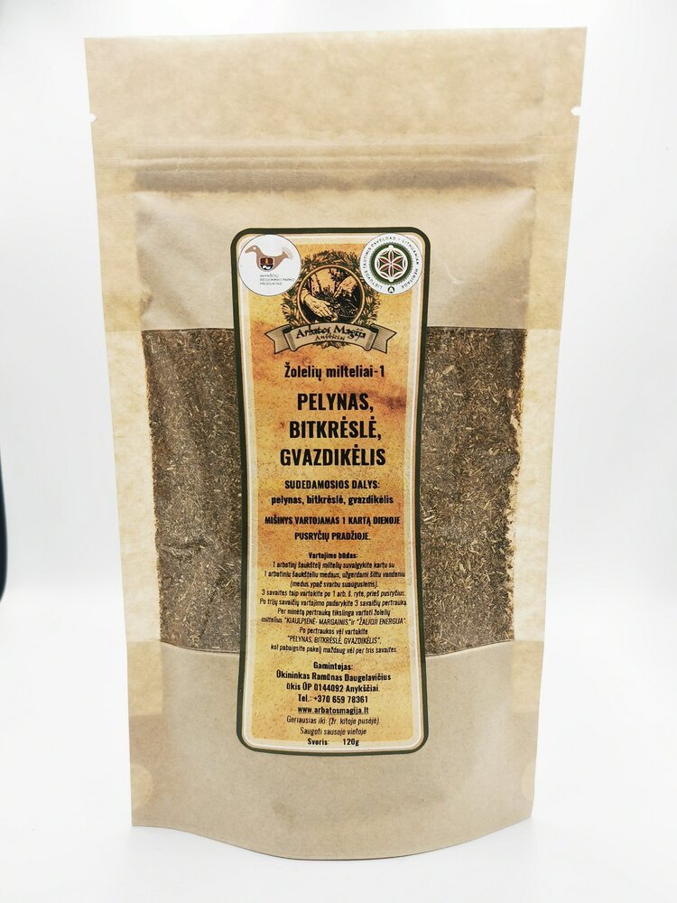 PELYNAS, BITKRĖSLĖ, GVAZDIKĖLIS žolelės milteliais – 1, 120g, nuotrauka Nr. 1