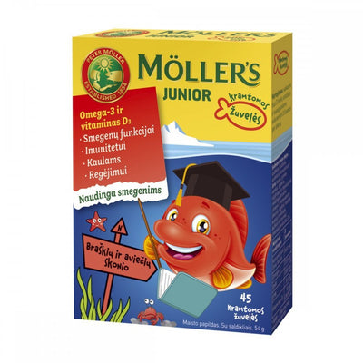 Möller’s Junior kramtomos žuvelės N45, braškių skonio