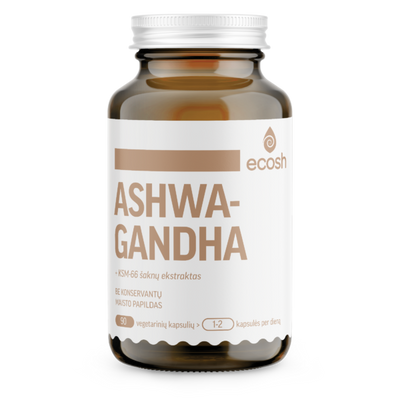ECOSH Ašvaganda (Ashwagandha) 500mg, kapsulės N90