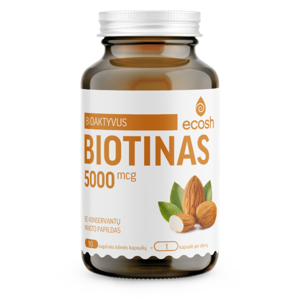 ECOSH Bioaktyvus biotinas 5000mcg, kapsulės N90, nuotrauka Nr. 1