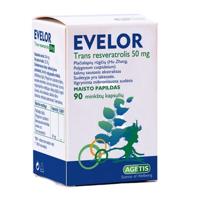 EVELOR trans resveratrolis 50 mg, minkštos kapsulės N90