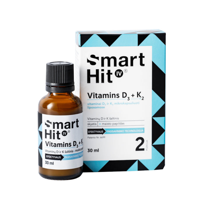 Smart Hit Vitaminas D3 + K2, abrikosų ir vanilės skonio, 30 ml, nuotrauka Nr. 1