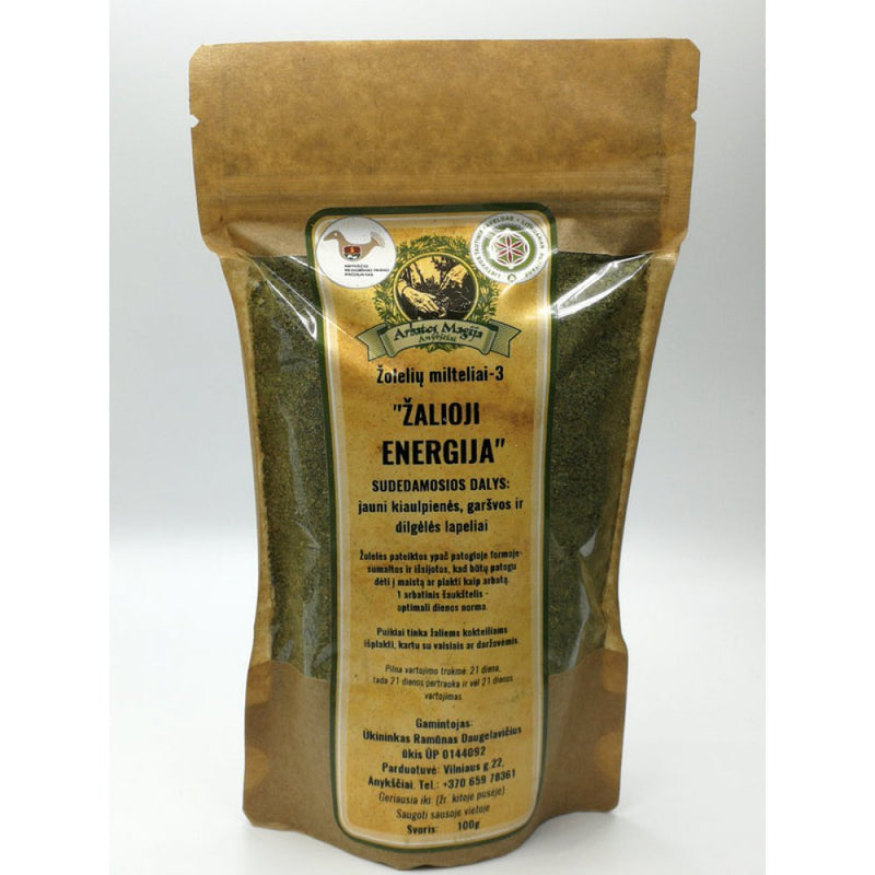ŽALIOJI ENERGIJA žolelių milteliai-3 100g, nuotrauka Nr. 1
